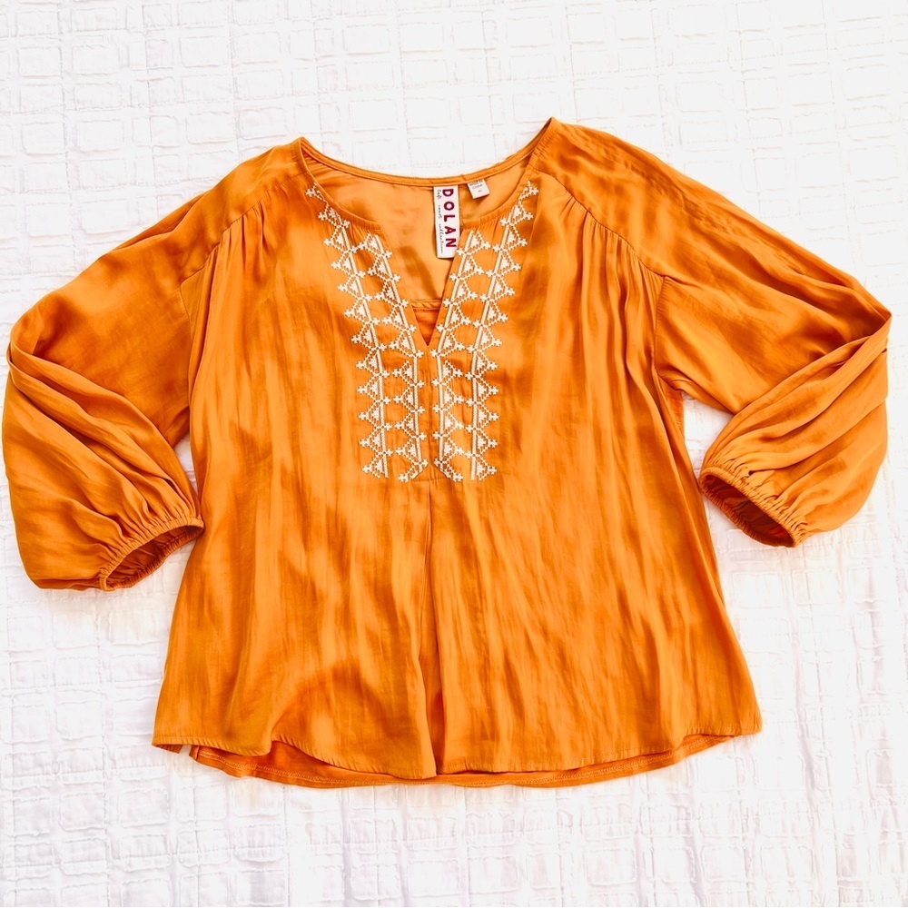 Anthropologie Dolan Three quarter sleeve tunic with embroidery EUC